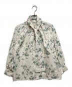 TOMORROW LAND collectionトゥモローランドコレクション）の古着「タフタフラワー ボリュームボウタイブラウス」｜アイボリー