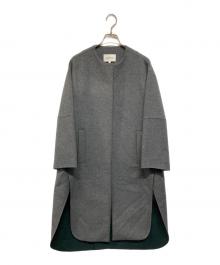 ENFOLD（エンフォルド）の古着「ファインリバービーバーノーカラースリットコート」｜グレー