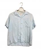 Nationalナショナル）の古着「刺繍入り オープンカラーシャツ」｜スカイブルー