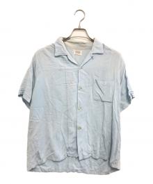 National（ナショナル）の古着「刺繍入り オープンカラーシャツ」｜スカイブルー