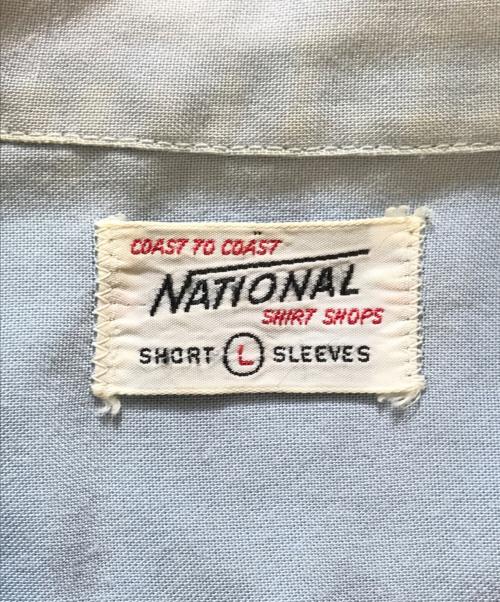 National（ナショナル）National (ナショナル) 刺繍入り オープンカラーシャツ スカイブルー サイズ:Ｌの古着・服飾アイテム