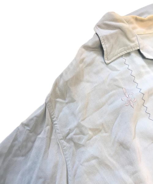 National（ナショナル）National (ナショナル) 刺繍入り オープンカラーシャツ スカイブルー サイズ:Ｌの古着・服飾アイテム