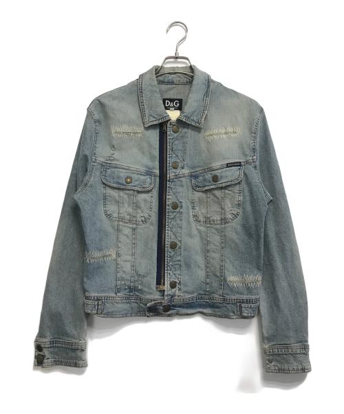 DOLCE & GABBANA（ドルチェ＆ガッバーナ）DOLCE & GABBANA (ドルチェ＆ガッバーナ) リペア加工デニムジャケット ブルー サイズ:Mの古着・服飾アイテム