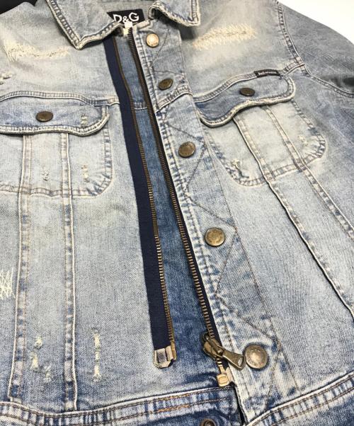DOLCE & GABBANA（ドルチェ＆ガッバーナ）DOLCE & GABBANA (ドルチェ＆ガッバーナ) リペア加工デニムジャケット ブルー サイズ:Mの古着・服飾アイテム