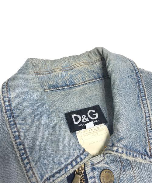 DOLCE & GABBANA（ドルチェ＆ガッバーナ）DOLCE & GABBANA (ドルチェ＆ガッバーナ) リペア加工デニムジャケット ブルー サイズ:Mの古着・服飾アイテム