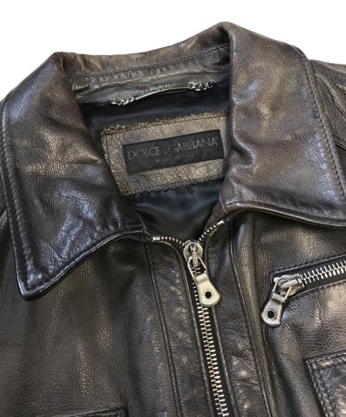 DOLCE & GABBANA（ドルチェ＆ガッバーナ）DOLCE & GABBANA (ドルチェ＆ガッバーナ) レザージャケット ブラック サイズ:44の古着・服飾アイテム
