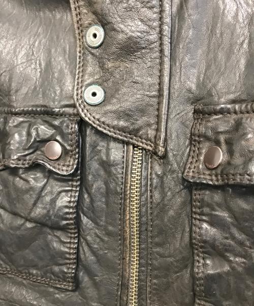 DIESEL（ディーゼル）DIESEL (ディーゼル) マルチポケットレザージャケット ブラウン サイズ:Sの古着・服飾アイテム