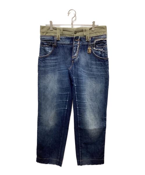 DOLCE & GABBANA（ドルチェ＆ガッバーナ）DOLCE & GABBANA (ドルチェ＆ガッバーナ) ドッキングデニムパンツ インディゴ×カーキ サイズ:46の古着・服飾アイテム