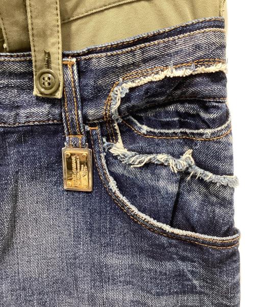 DOLCE & GABBANA（ドルチェ＆ガッバーナ）DOLCE & GABBANA (ドルチェ＆ガッバーナ) ドッキングデニムパンツ インディゴ×カーキ サイズ:46の古着・服飾アイテム