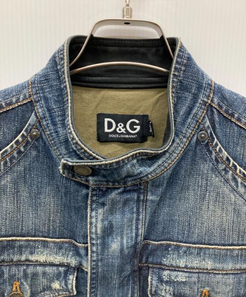 D&G（ディーアンドジー）D&G (ディーアンドジー) レザー切替デニムジャケット インディゴ サイズ:SIZE Mの古着・服飾アイテム