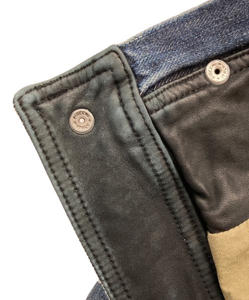 D&G（ディーアンドジー）D&G (ディーアンドジー) レザー切替デニムジャケット インディゴ サイズ:SIZE Mの古着・服飾アイテム