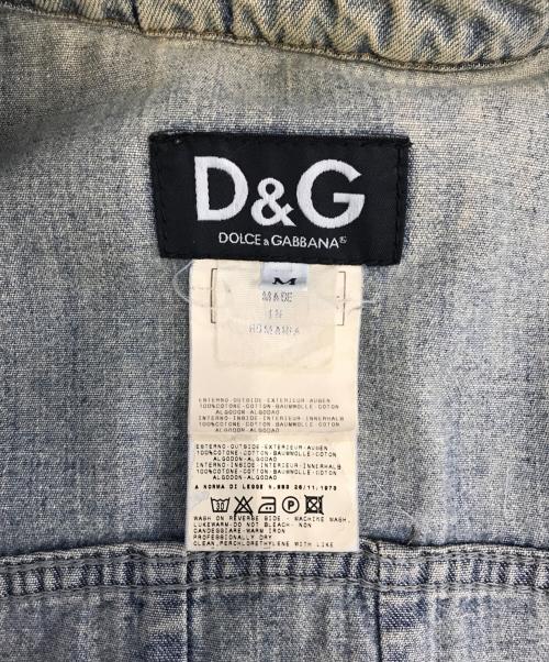 DOLCE & GABBANA（ドルチェ＆ガッバーナ）DOLCE & GABBANA (ドルチェ＆ガッバーナ) リペア加工デニムジャケット ブルー サイズ:Mの古着・服飾アイテム