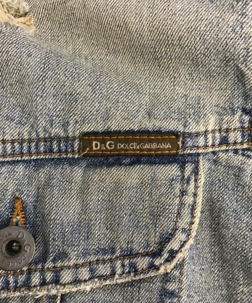 DOLCE & GABBANA（ドルチェ＆ガッバーナ）DOLCE & GABBANA (ドルチェ＆ガッバーナ) リペア加工デニムジャケット ブルー サイズ:Mの古着・服飾アイテム