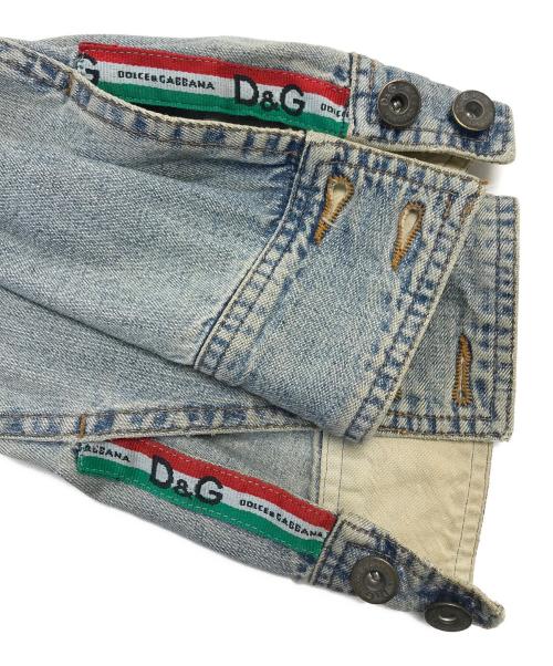 DOLCE & GABBANA（ドルチェ＆ガッバーナ）DOLCE & GABBANA (ドルチェ＆ガッバーナ) リペア加工デニムジャケット ブルー サイズ:Mの古着・服飾アイテム