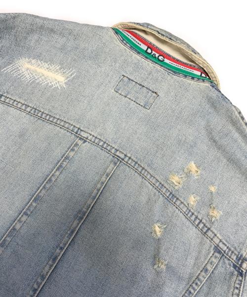 DOLCE & GABBANA（ドルチェ＆ガッバーナ）DOLCE & GABBANA (ドルチェ＆ガッバーナ) リペア加工デニムジャケット ブルー サイズ:Mの古着・服飾アイテム
