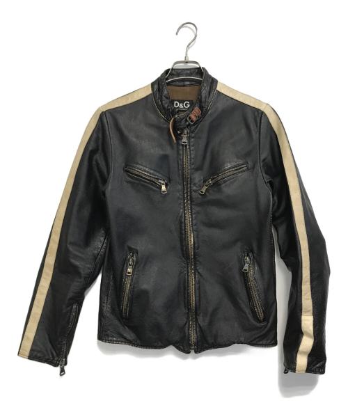 DOLCE & GABBANA（ドルチェ＆ガッバーナ）DOLCE & GABBANA (ドルチェ＆ガッバーナ) シングルレザージャケット ブラック サイズ:44の古着・服飾アイテム