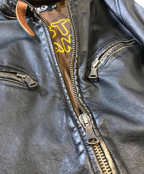 DOLCE & GABBANA（ドルチェ＆ガッバーナ）DOLCE & GABBANA (ドルチェ＆ガッバーナ) シングルレザージャケット ブラック サイズ:44の古着・服飾アイテム