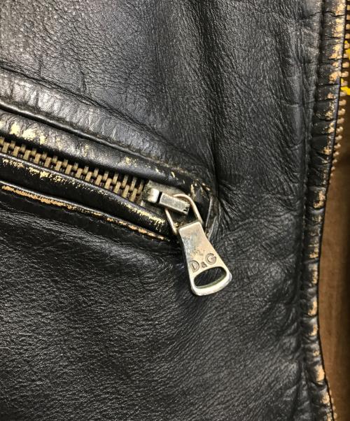 DOLCE & GABBANA（ドルチェ＆ガッバーナ）DOLCE & GABBANA (ドルチェ＆ガッバーナ) シングルレザージャケット ブラック サイズ:44の古着・服飾アイテム