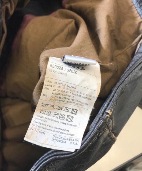 DOLCE & GABBANA（ドルチェ＆ガッバーナ）DOLCE & GABBANA (ドルチェ＆ガッバーナ) シングルレザージャケット ブラック サイズ:44の古着・服飾アイテム