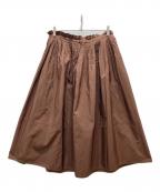 DRAWERドゥロワー）の古着「シルクタフタウエストプリーツスカート」｜ブラウン