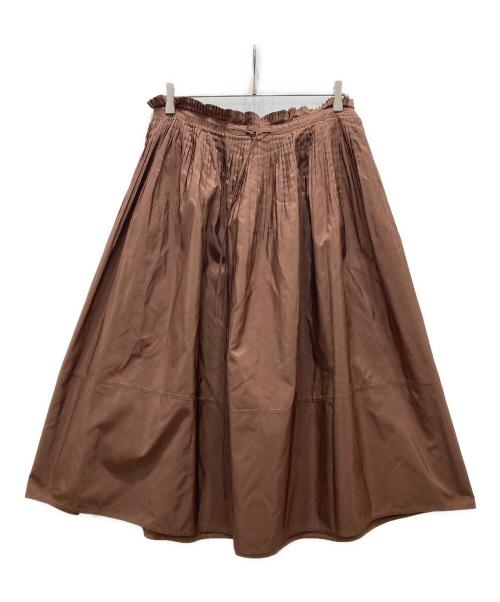 DRAWER（ドゥロワー）Drawer (ドゥロワー) シルクタフタウエストプリーツスカート ブラウン サイズ:36の古着・服飾アイテム