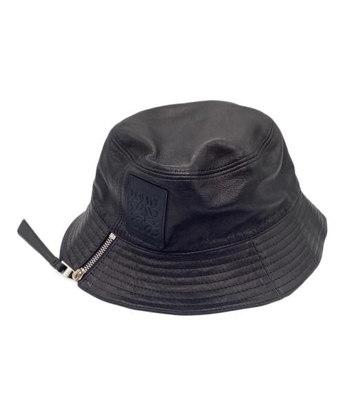 LOEWE（ロエベ）LOEWE (ロエベ) フィッシャーマンレザーバケットハット ブラック×ブラウンの古着・服飾アイテム