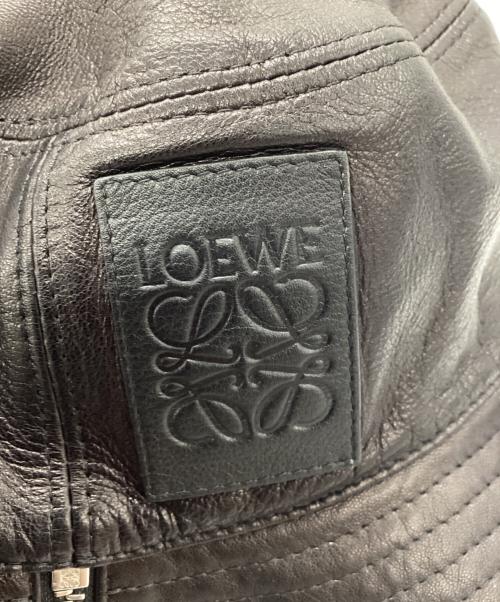 LOEWE（ロエベ）LOEWE (ロエベ) フィッシャーマンレザーバケットハット ブラック×ブラウンの古着・服飾アイテム