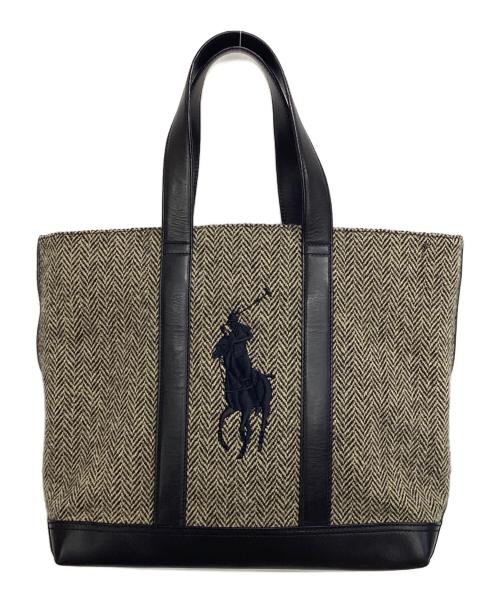 RALPH LAUREN（ラルフローレン）RALPH LAUREN (ラルフローレン) ヘリンボーントートバッグ ブラックの古着・服飾アイテム