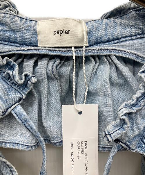 papier（パピエ）papier (パピエ) デニムホルダーブラウス インディゴ サイズ: Free 未使用品の古着・服飾アイテム