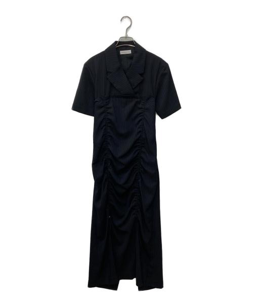 MAISON SPECIAL（メゾンスペシャル）MAISON SPECIAL (メゾンスペシャル) ピンストライプシャーリングワンピース ブラック サイズ:Freeの古着・服飾アイテム