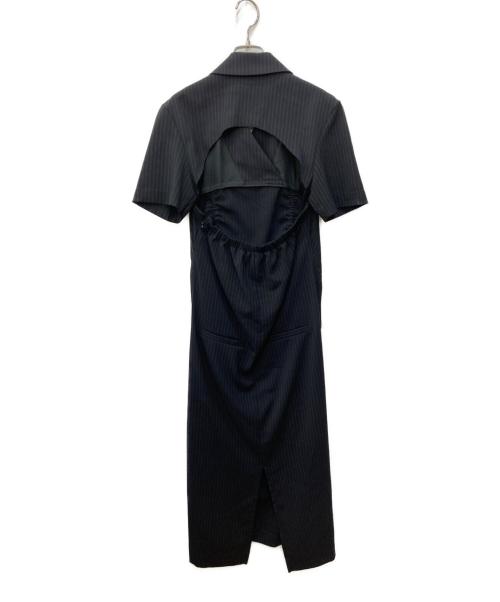 MAISON SPECIAL（メゾンスペシャル）MAISON SPECIAL (メゾンスペシャル) ピンストライプシャーリングワンピース ブラック サイズ:Freeの古着・服飾アイテム