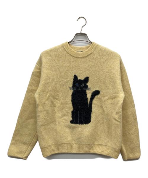 NKNIT（ニット）NKNIT (ンニット) cat/dog jacquard KNIT イエローの古着・服飾アイテム