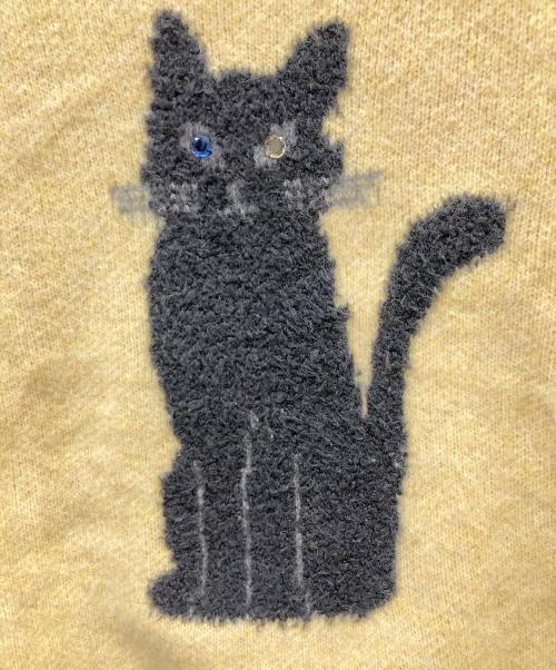 NKNIT（ニット）NKNIT (ンニット) cat/dog jacquard KNIT イエローの古着・服飾アイテム