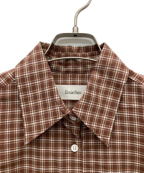 Ernie Palo（アーニーパロ）Ernie Palo (アーニーパロ) Silk Cotton Check Shirt ブラウン サイズ:36の古着・服飾アイテム