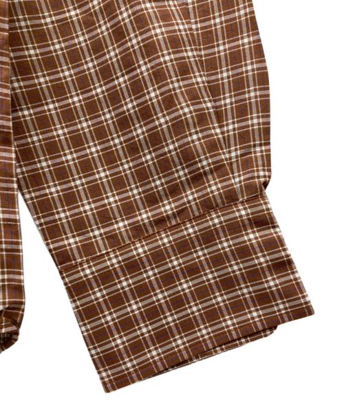 Ernie Palo（アーニーパロ）Ernie Palo (アーニーパロ) Silk Cotton Check Shirt ブラウン サイズ:36の古着・服飾アイテム