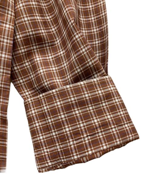 Ernie Palo（アーニーパロ）Ernie Palo (アーニーパロ) Silk Cotton Check Shirt ブラウン サイズ:36の古着・服飾アイテム