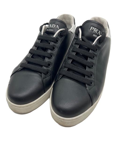 PRADA（プラダ）PRADA (プラダ) レザースニーカー ブラック サイズ:36の古着・服飾アイテム