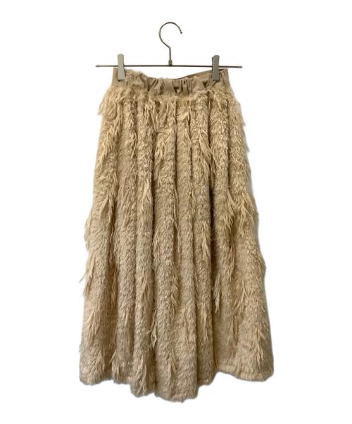 SEVEN TEN by MIHO KAWAHITO（セブン テン バイ ミホ カワヒト）SEVEN TEN by MIHO KAWAHITO (セブン テン バイ ミホ カワヒト) フェザーヤーンフレアスカート ベージュ サイズ:XSの古着・服飾アイテム