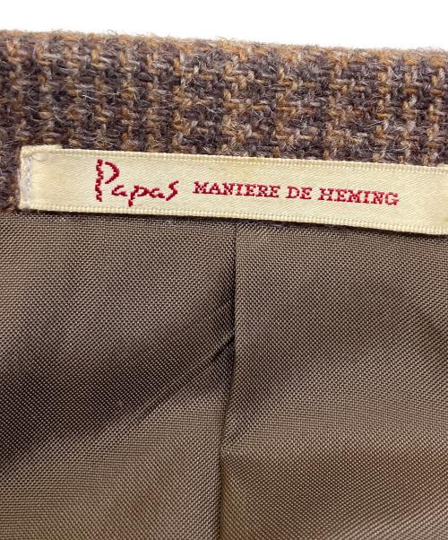 PAPAS（パパス）PAPAS (パパス) ウールテーラードジャケット ブラウン サイズ:48の古着・服飾アイテム