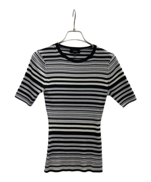 theory（セオリー）theory (セオリー) リブニット グレー×ブラック サイズ:Sの古着・服飾アイテム