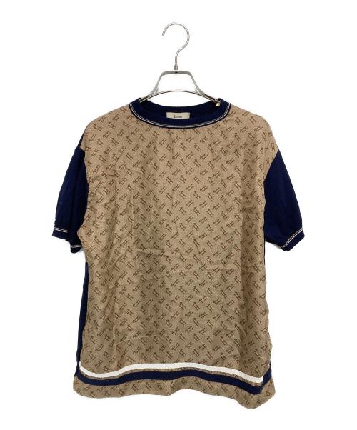 HERNO（ヘルノ）HERNO (ヘルノ) 総柄切替ニット ベージュ×ネイビー サイズ:40の古着・服飾アイテム