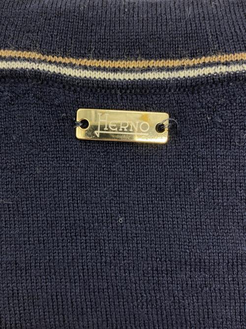 HERNO（ヘルノ）HERNO (ヘルノ) 総柄切替ニット ベージュ×ネイビー サイズ:40の古着・服飾アイテム
