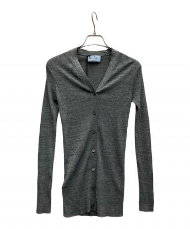 PRADA グレー ラメ　ビジュー付きカーディガン 40 PRADA グレー ラメ ビジュー付きカーディガン 40 PRADA グレー ラメ