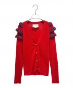 GUCCIグッチ）の古着「ラッフルニットカーディガン」｜レッド