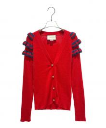 GUCCI（グッチ）の古着「ラッフルニットカーディガン」｜レッド