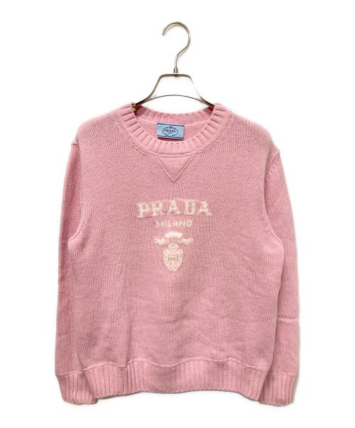 PRADA（プラダ）PRADA (プラダ) クルーネック カシミヤ混ニット ピンク サイズ:40の古着・服飾アイテム