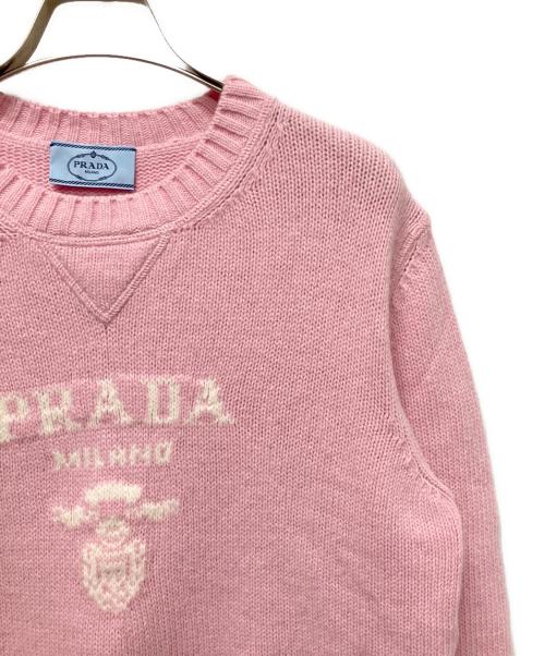 PRADA（プラダ）PRADA (プラダ) クルーネック カシミヤ混ニット ピンク サイズ:40の古着・服飾アイテム