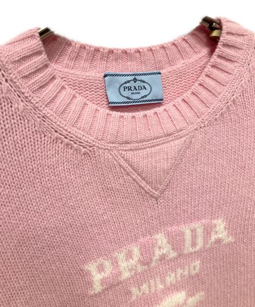 PRADA（プラダ）PRADA (プラダ) クルーネック カシミヤ混ニット ピンク サイズ:40の古着・服飾アイテム