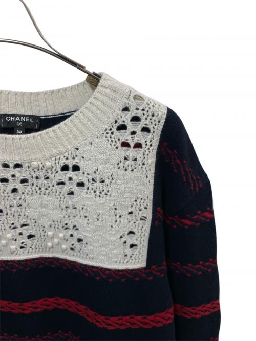 CHANEL（シャネル）CHANEL (シャネル) P70 カシミヤクルーネックニット ネイビー サイズ:38の古着・服飾アイテム
