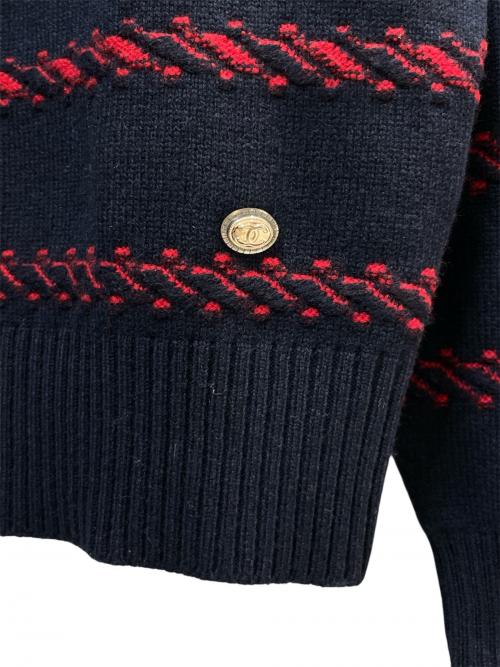 CHANEL（シャネル）CHANEL (シャネル) P70 カシミヤクルーネックニット ネイビー サイズ:38の古着・服飾アイテム
